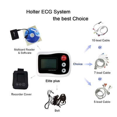 0.05-60HZ Holter ECGのモニター12チャネル/3チャネルは白いレコーダーによって接続します